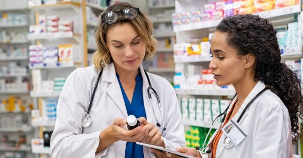 A pharmacist developing leadership skills in a pharmacy setting.