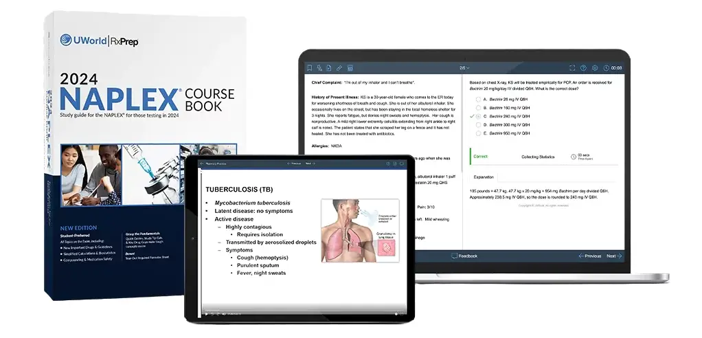 UWorld Naplex Course book, tablet app and desktop app