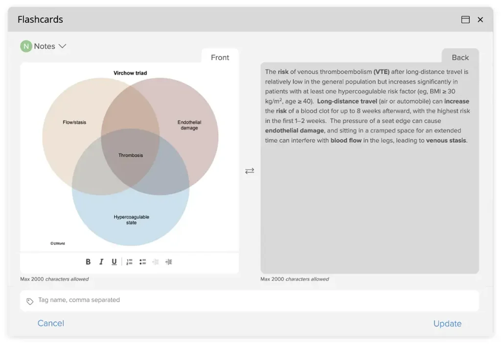 Screenshot of UWorld NAPLEX flashcard