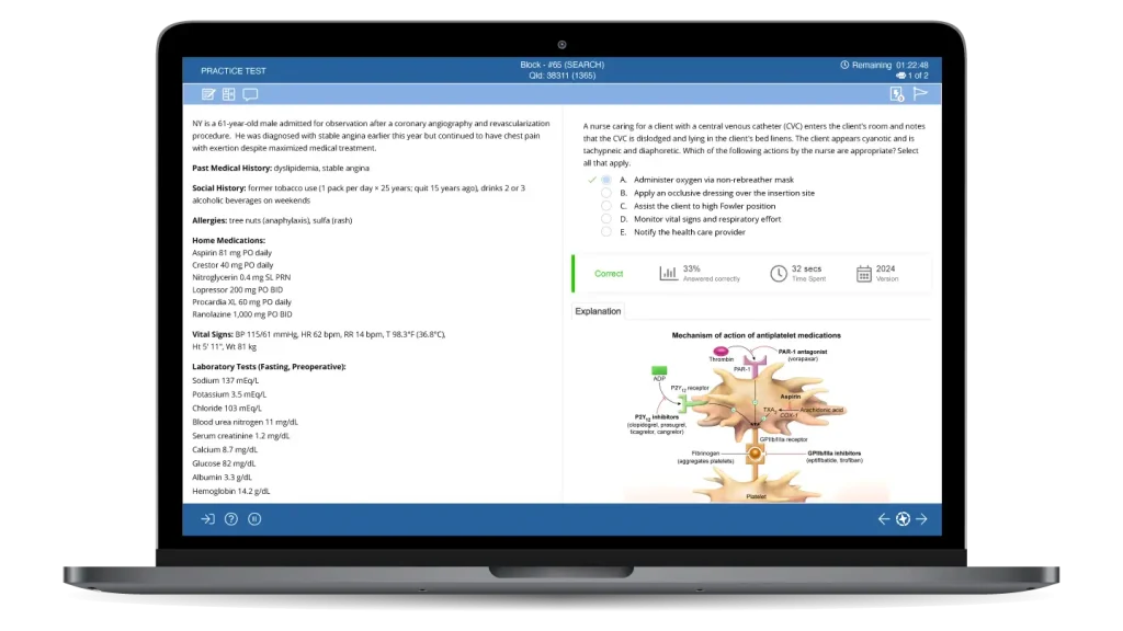 UWorld RxPrep NAPLEX question bank on a laptop